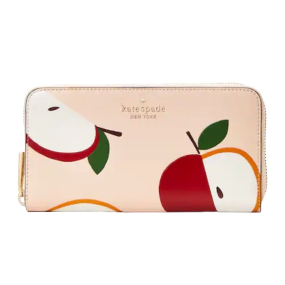 Kate Spade Honeycrisp Apple Zip Around Wallet Blush Pink - Picture 6 of 6